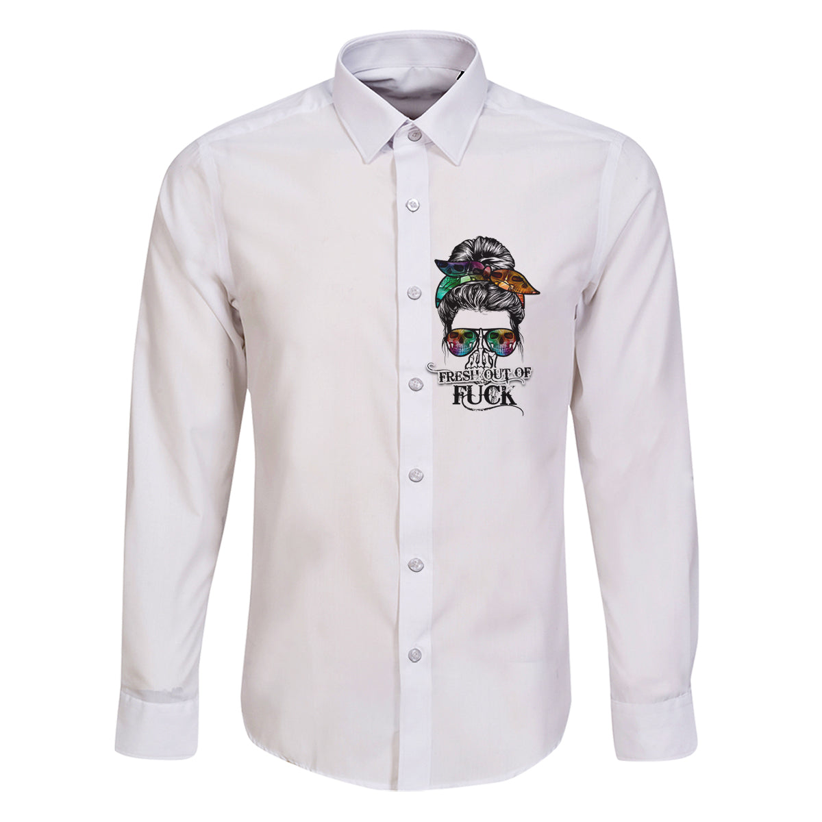 Fresh Out Of Fcks Messy Bun Tie Dye Family Matching Puletasi Dress and Hawaiian Shirt - Wonder Print Shop