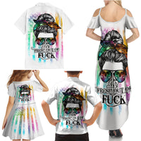 Fresh Out Of Fcks Messy Bun Tie Dye Family Matching Summer Maxi Dress and Hawaiian Shirt - Wonder Print Shop