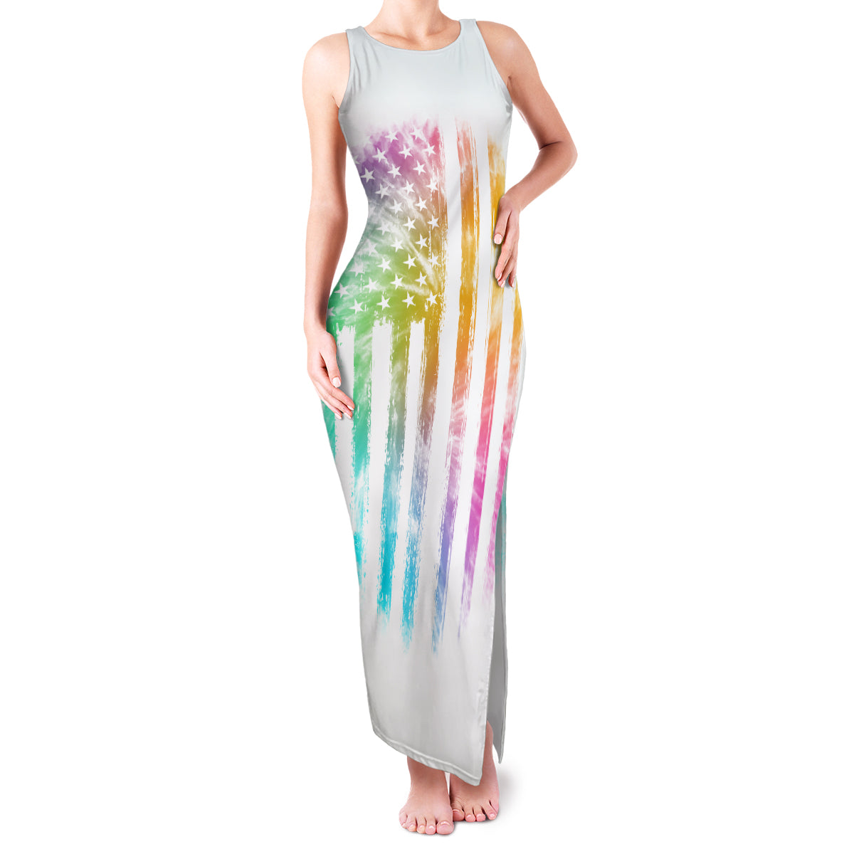 Fresh Out Of Fcks Messy Bun Tie Dye Family Matching Tank Maxi Dress and Hawaiian Shirt - Wonder Print Shop