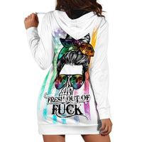 Fresh Out Of Fcks Messy Bun Tie Dye Hoodie Dress - Wonder Print Shop