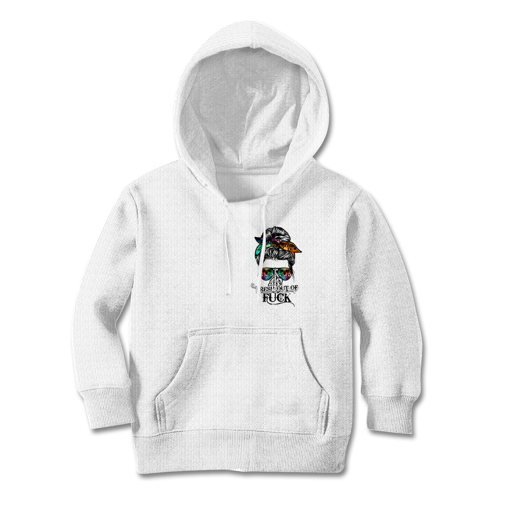 Fresh Out Of Fcks Messy Bun Tie Dye Kid Hoodie - Wonder Print Shop