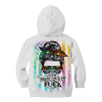 Fresh Out Of Fcks Messy Bun Tie Dye Kid Hoodie - Wonder Print Shop