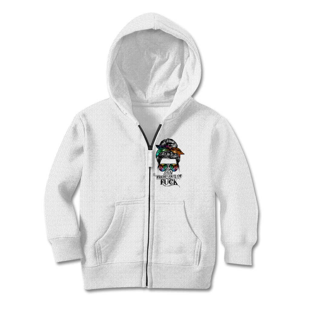 Fresh Out Of Fcks Messy Bun Tie Dye Kid Hoodie - Wonder Print Shop