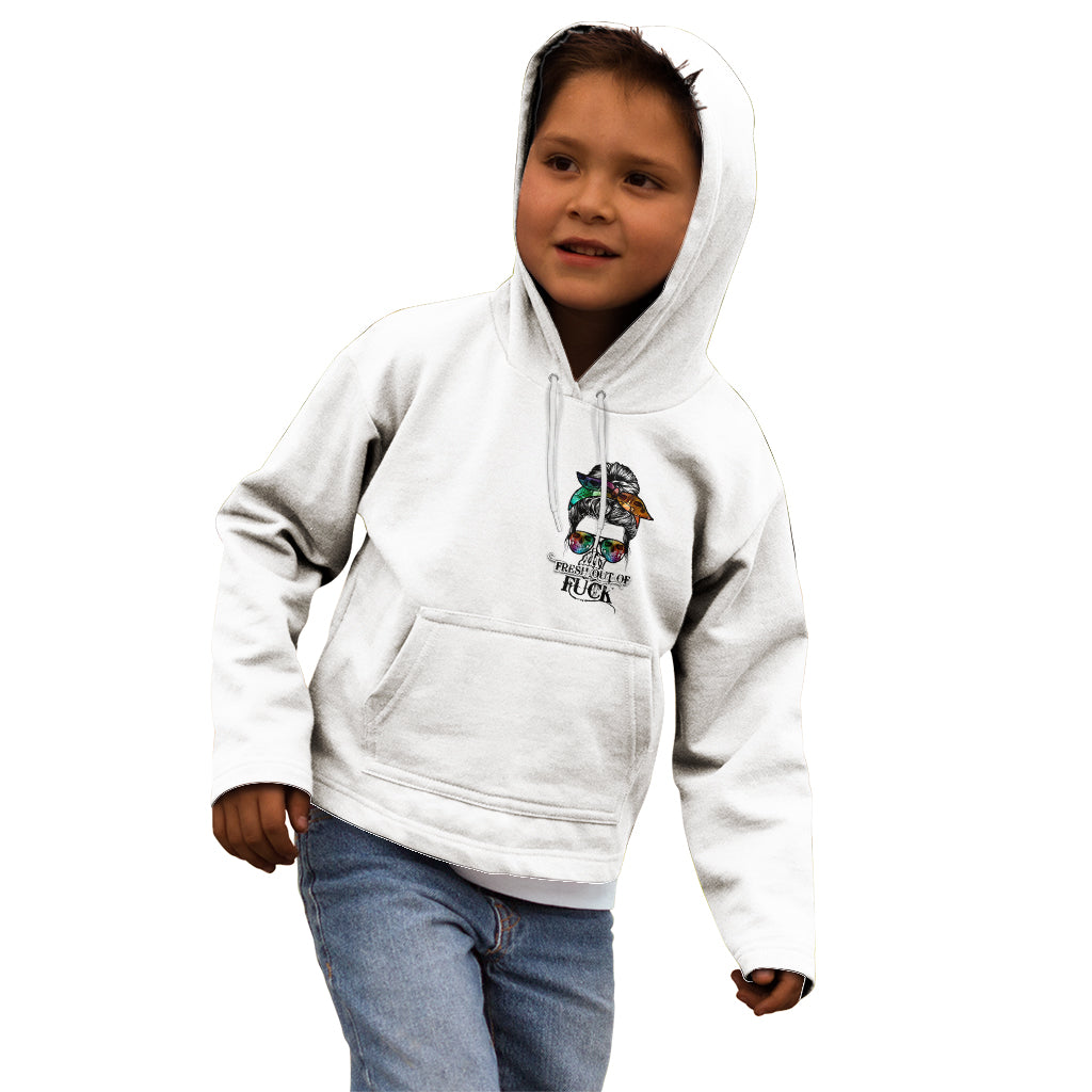 Fresh Out Of Fcks Messy Bun Tie Dye Kid Hoodie - Wonder Print Shop
