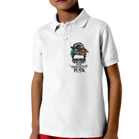Fresh Out Of Fcks Messy Bun Tie Dye Kid Polo Shirt - Wonder Print Shop