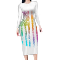 Fresh Out Of Fcks Messy Bun Tie Dye Long Sleeve Bodycon Dress - Wonder Print Shop