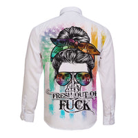 Fresh Out Of Fcks Messy Bun Tie Dye Long Sleeve Button Shirt - Wonder Print Shop