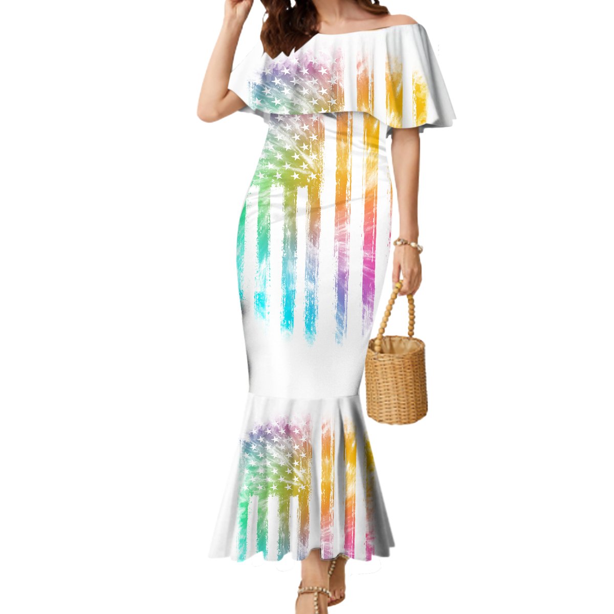 Fresh Out Of Fcks Messy Bun Tie Dye Mermaid Dress - Wonder Print Shop