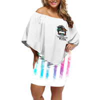 Fresh Out Of Fcks Messy Bun Tie Dye Off Shoulder Short Dress - Wonder Print Shop