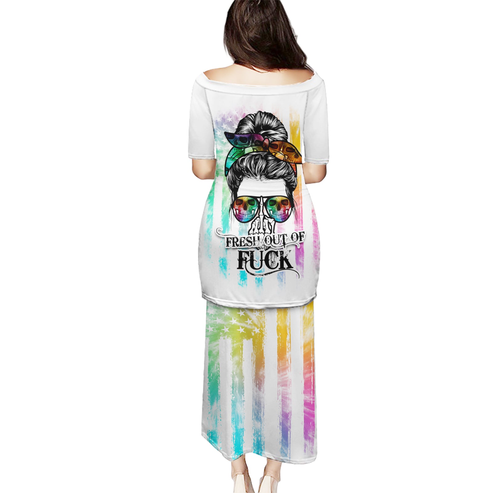 Fresh Out Of Fcks Messy Bun Tie Dye Puletasi - Wonder Print Shop