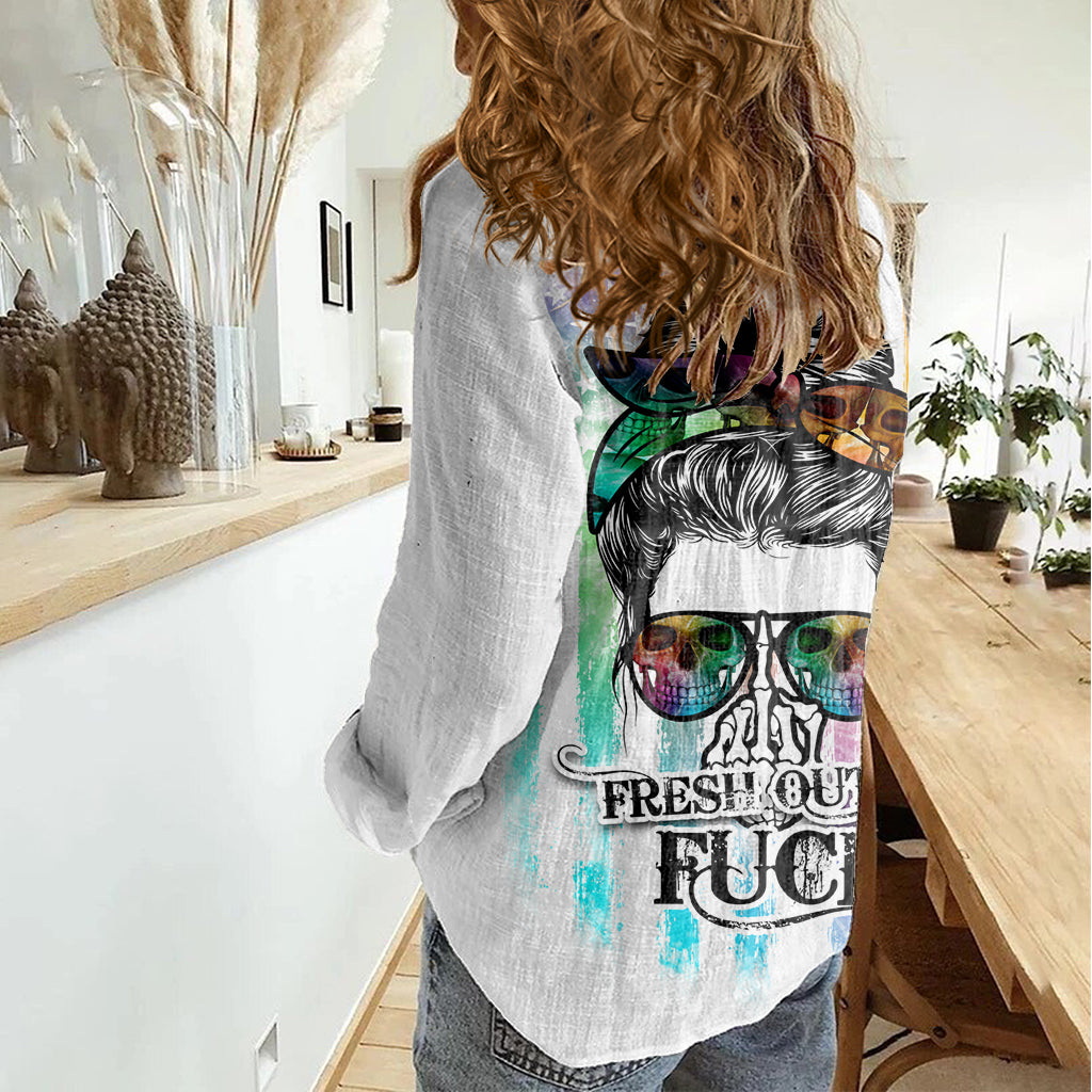 Fresh Out Of Fcks Messy Bun Tie Dye Women Casual Shirt - Wonder Print Shop
