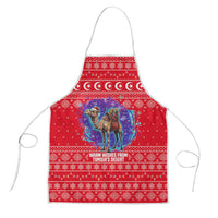 Tunisia Christmas Apron with Desert Camel Crescent Snowflake Pattern and National Emblem - Wonder Print Shop
