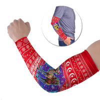 Tunisia Christmas Arm Sleeves with Desert Camel Crescent Snowflake Pattern and National Emblem - Wonder Print Shop