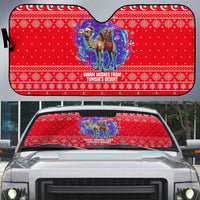 Tunisia Christmas Auto Sun Shade with Desert Camel Crescent Snowflake Pattern and National Emblem - Wonder Print Shop