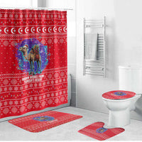 Tunisia Christmas Bathroom Set with Desert Camel Crescent Snowflake Pattern and National Emblem - Wonder Print Shop