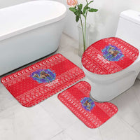 Tunisia Christmas Bathroom Set with Desert Camel Crescent Snowflake Pattern and National Emblem - Wonder Print Shop