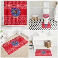 Tunisia Christmas Bathroom Set with Desert Camel Crescent Snowflake Pattern and National Emblem - Wonder Print Shop