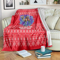 Tunisia Christmas Blanket with Desert Camel Crescent Snowflake Pattern and National Emblem - Wonder Print Shop
