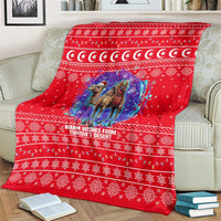 Tunisia Christmas Blanket with Desert Camel Crescent Snowflake Pattern and National Emblem - Wonder Print Shop