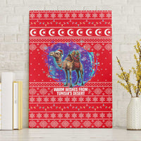 Tunisia Christmas Canvas Wall Art with Desert Camel Crescent Snowflake Pattern and National Emblem - Wonder Print Shop