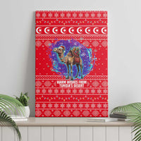 Tunisia Christmas Canvas Wall Art with Desert Camel Crescent Snowflake Pattern and National Emblem - Wonder Print Shop