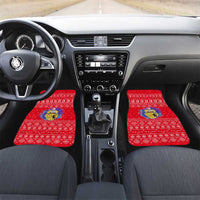 Tunisia Christmas Car Mats with Desert Camel Crescent Snowflake Pattern and National Emblem - Wonder Print Shop
