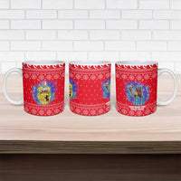 Tunisia Christmas Ceramic Mug with Desert Camel Crescent Snowflake Pattern and National Emblem - Wonder Print Shop