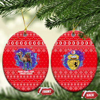 Tunisia Christmas Ceramic Ornament with Desert Camel Crescent Snowflake Pattern and National Emblem - Wonder Print Shop