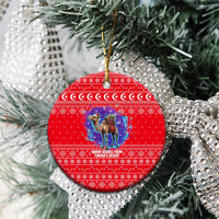 Tunisia Christmas Ceramic Ornament with Desert Camel Crescent Snowflake Pattern and National Emblem - Wonder Print Shop