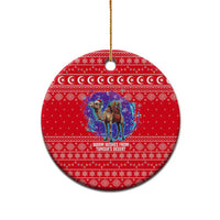 Tunisia Christmas Ceramic Ornament with Desert Camel Crescent Snowflake Pattern and National Emblem - Wonder Print Shop