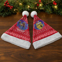 Tunisia Christmas Santa Hat with Desert Camel Crescent Snowflake Pattern and National Emblem - Wonder Print Shop