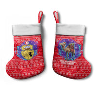 Tunisia Christmas Stocking with Desert Camel Crescent Snowflake Pattern and National Emblem - Wonder Print Shop