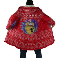Tunisia Christmas Cloak with Desert Camel Crescent Snowflake Pattern and National Emblem - Wonder Print Shop