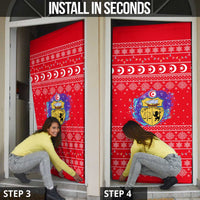Tunisia Christmas Door Cover with Desert Camel Crescent Snowflake Pattern and National Emblem - Wonder Print Shop