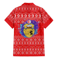 Tunisia Christmas Family Matching Mermaid Dress and Hawaiian Shirt with Desert Camel Crescent Snowflake Pattern and National Emblem - Wonder Print Shop