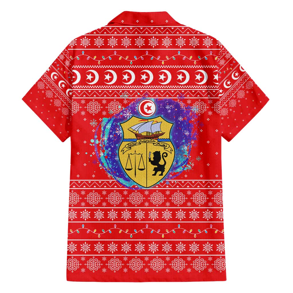 Tunisia Christmas Family Matching Off Shoulder Maxi Dress and Hawaiian Shirt with Desert Camel Crescent Snowflake Pattern and National Emblem - Wonder Print Shop