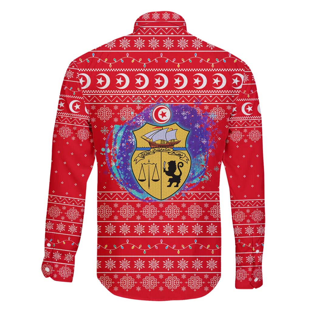 Tunisia Christmas Family Matching Off Shoulder Short Dress and Hawaiian Shirt with Desert Camel Crescent Snowflake Pattern and National Emblem - Wonder Print Shop