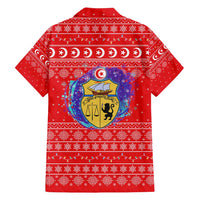 Tunisia Christmas Family Matching Puletasi and Hawaiian Shirt with Desert Camel Crescent Snowflake Pattern and National Emblem - Wonder Print Shop