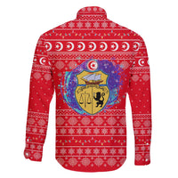 Tunisia Christmas Family Matching Short Sleeve Bodycon Dress and Hawaiian Shirt with Desert Camel Crescent Snowflake Pattern and National Emblem - Wonder Print Shop