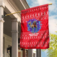 Tunisia Christmas Garden Flag with Desert Camel Crescent Snowflake Pattern and National Emblem - Wonder Print Shop