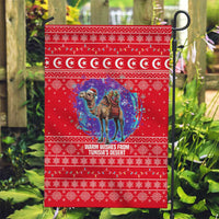 Tunisia Christmas Garden Flag with Desert Camel Crescent Snowflake Pattern and National Emblem - Wonder Print Shop