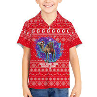Tunisia Christmas Hawaiian Shirt with Desert Camel Crescent Snowflake Pattern and National Emblem - Wonder Print Shop