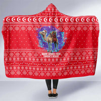 Tunisia Christmas Hooded Blanket with Desert Camel Crescent Snowflake Pattern and National Emblem - Wonder Print Shop