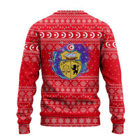 Tunisia Christmas Ugly Christmas Sweater with Desert Camel Crescent Snowflake Pattern and National Emblem - Wonder Print Shop
