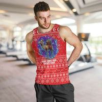 Tunisia Christmas Men Tank Top with Desert Camel Crescent Snowflake Pattern and National Emblem - Wonder Print Shop