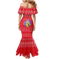 Tunisia Christmas Mermaid Dress with Desert Camel Crescent Snowflake Pattern and National Emblem - Wonder Print Shop