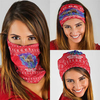 Tunisia Christmas Neck Gaiter with Desert Camel Crescent Snowflake Pattern and National Emblem - Wonder Print Shop