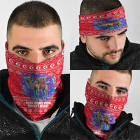 Tunisia Christmas Neck Gaiter with Desert Camel Crescent Snowflake Pattern and National Emblem - Wonder Print Shop