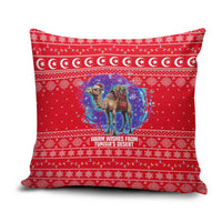 Tunisia Christmas Pillow Cover with Desert Camel Crescent Snowflake Pattern and National Emblem - Wonder Print Shop