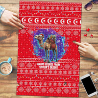 Tunisia Christmas Puzzle with Desert Camel Crescent Snowflake Pattern and National Emblem - Wonder Print Shop